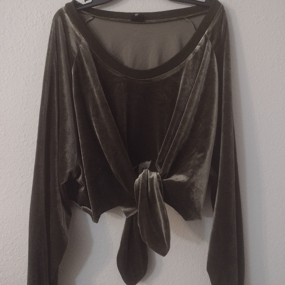 Velvet green long sleeve top by Nude